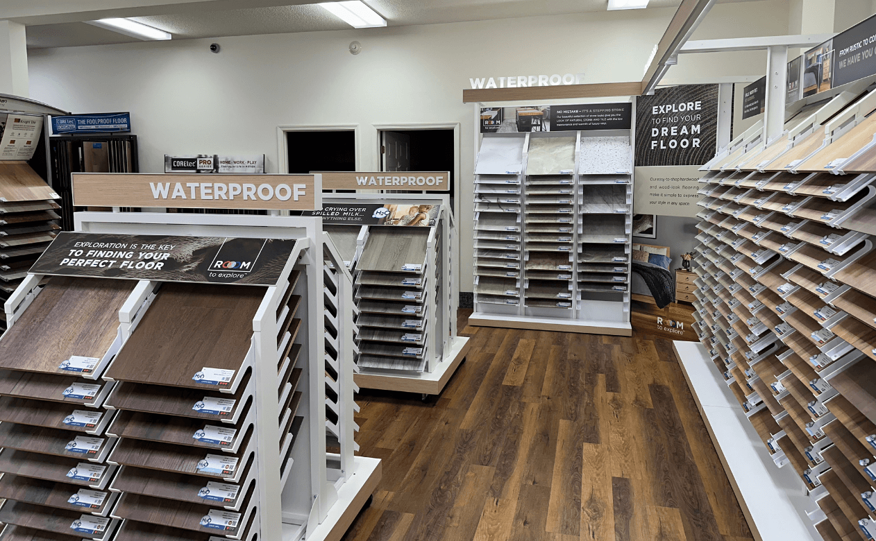 Waterproof flooring in showroom