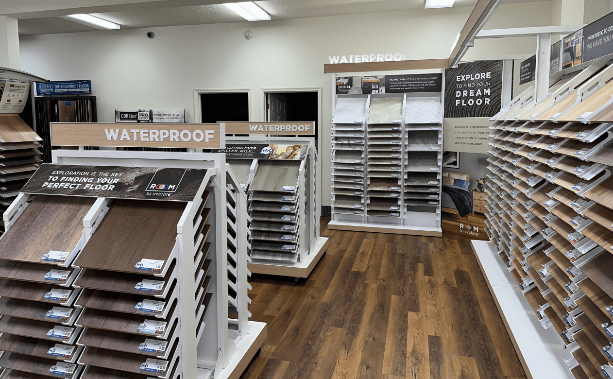 Waterproof flooring in showroom