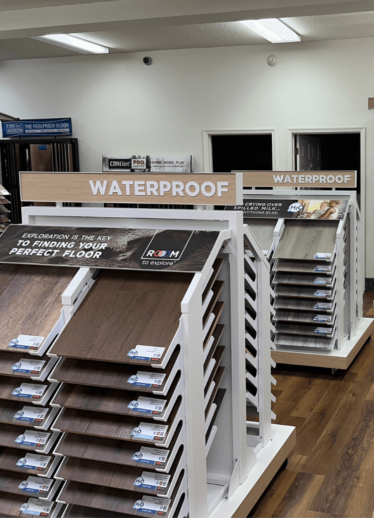 Waterproof flooring in showroom