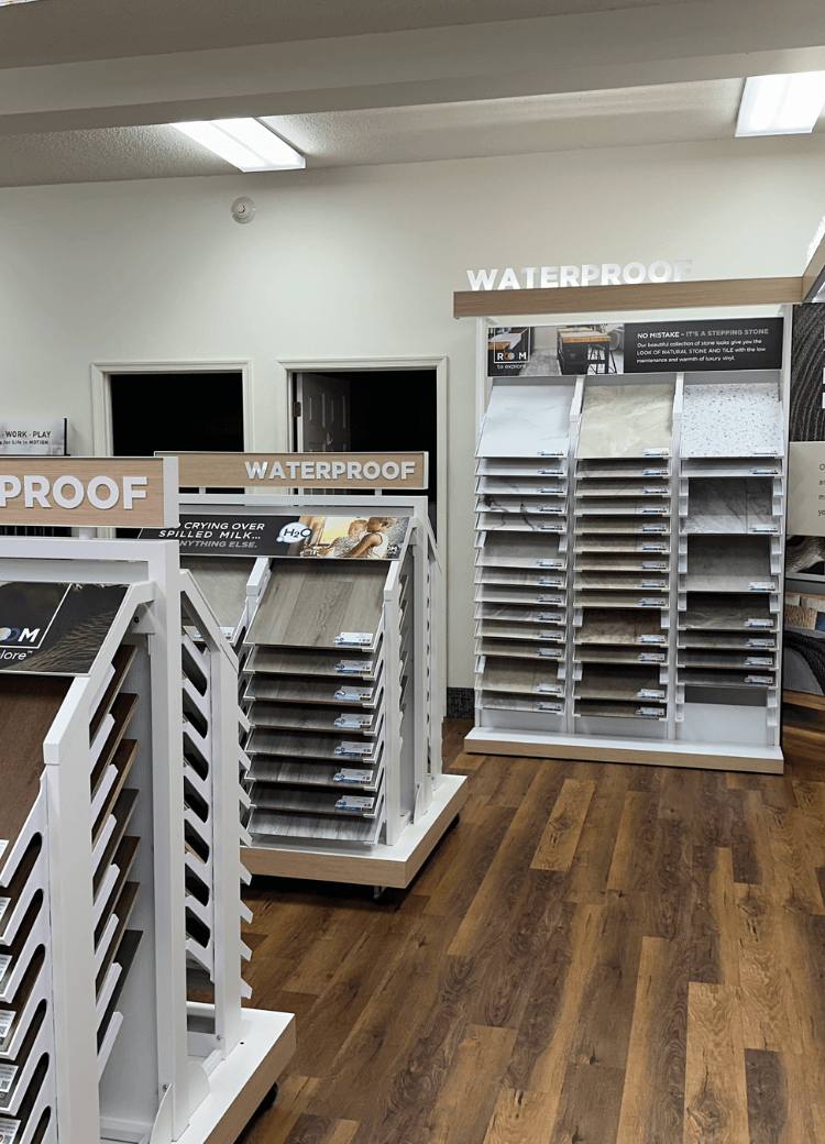 Waterproof flooring in showroom