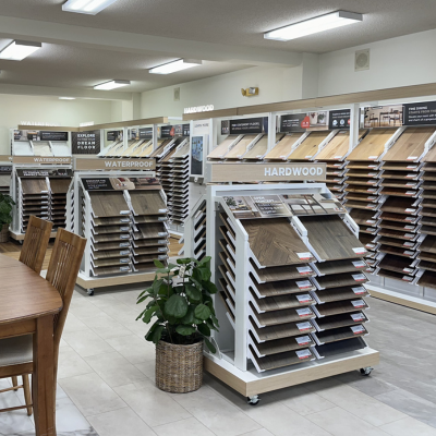 Hard surface waterproof flooring displays