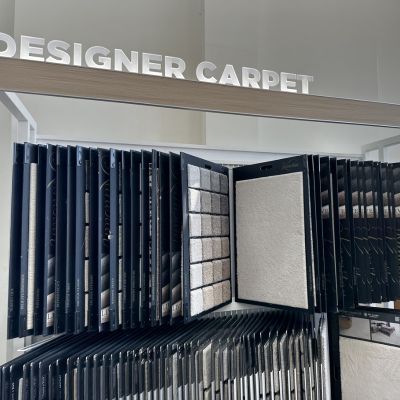designer carpet display neutral colors