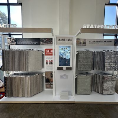 Character and Statement carpet display at Weaver's Flooring America